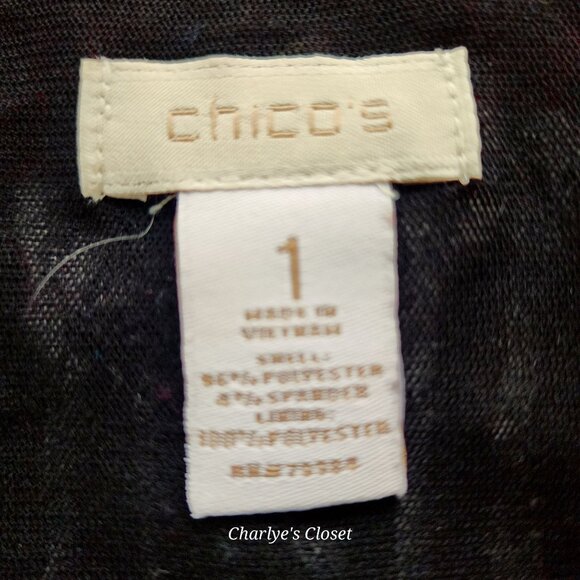 Chicos Red/Black Geo-Tribal Print Sleeveless‎ Stretch Tiered Shell Tank Sz 1 - Picture 8 of 9